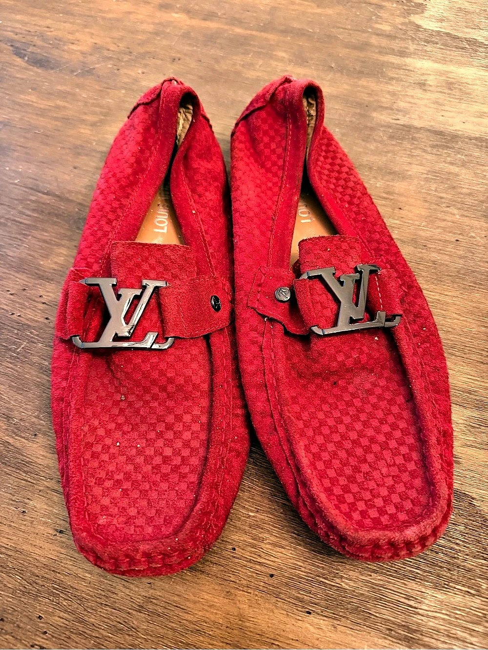 Louis Vuitton Monte Carlo Moccasin Red Suede LV 8.5
